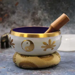 Lrg Yin & Yang Singing Bowl Set- White/Purple 14cm | www.artisangoods.co.uk 4