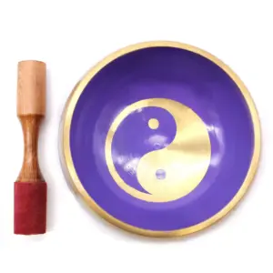 Lrg Yin & Yang Singing Bowl Set- White/Purple 14cm | www.artisangoods.co.uk 2