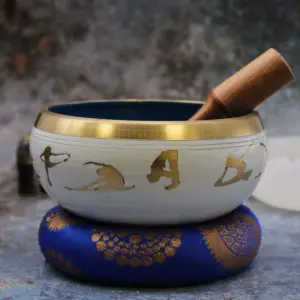Lrg Yoga Moves Singing Bowl Set- White/Blue 14cm | www.artisangoods.co.uk 6