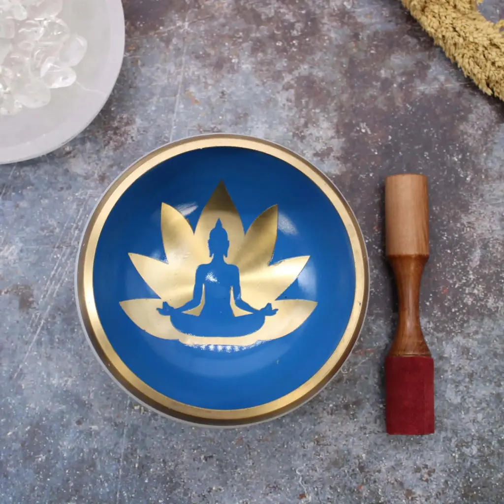 Lrg Yoga Moves Singing Bowl Set- White/Blue 14cm | www.artisangoods.co.uk 3