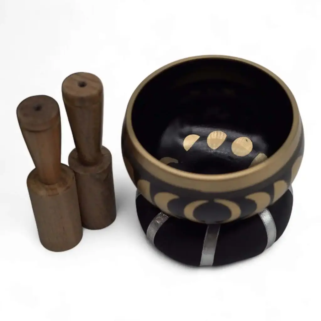 Moon Phase Singing Bowl Set- Black 10.7cm | www.artisangoods.co.uk 2