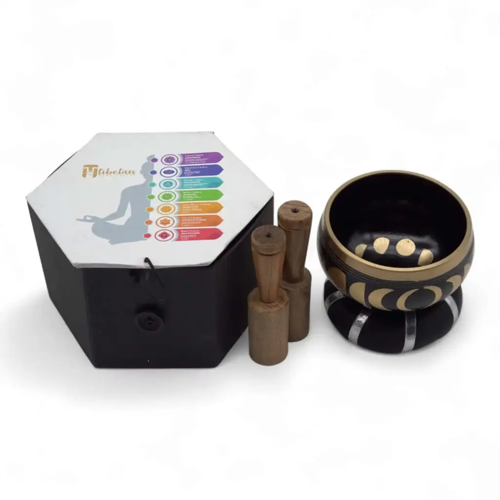 Moon Phase Singing Bowl Set- Black 10.7cm | www.artisangoods.co.uk
