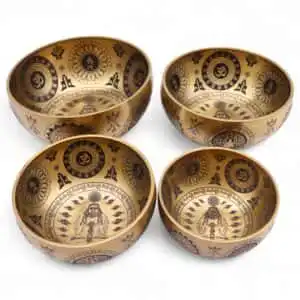 Pure Brass Etched Yogi – Set of 4 – Approx 3.85kg | www.artisangoods.co.uk 1