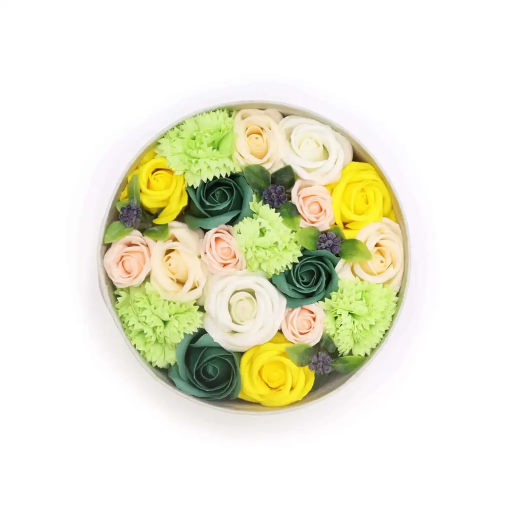 Round Box – Spring Celibrations – Yellow & Greens | www.artisangoods.co.uk