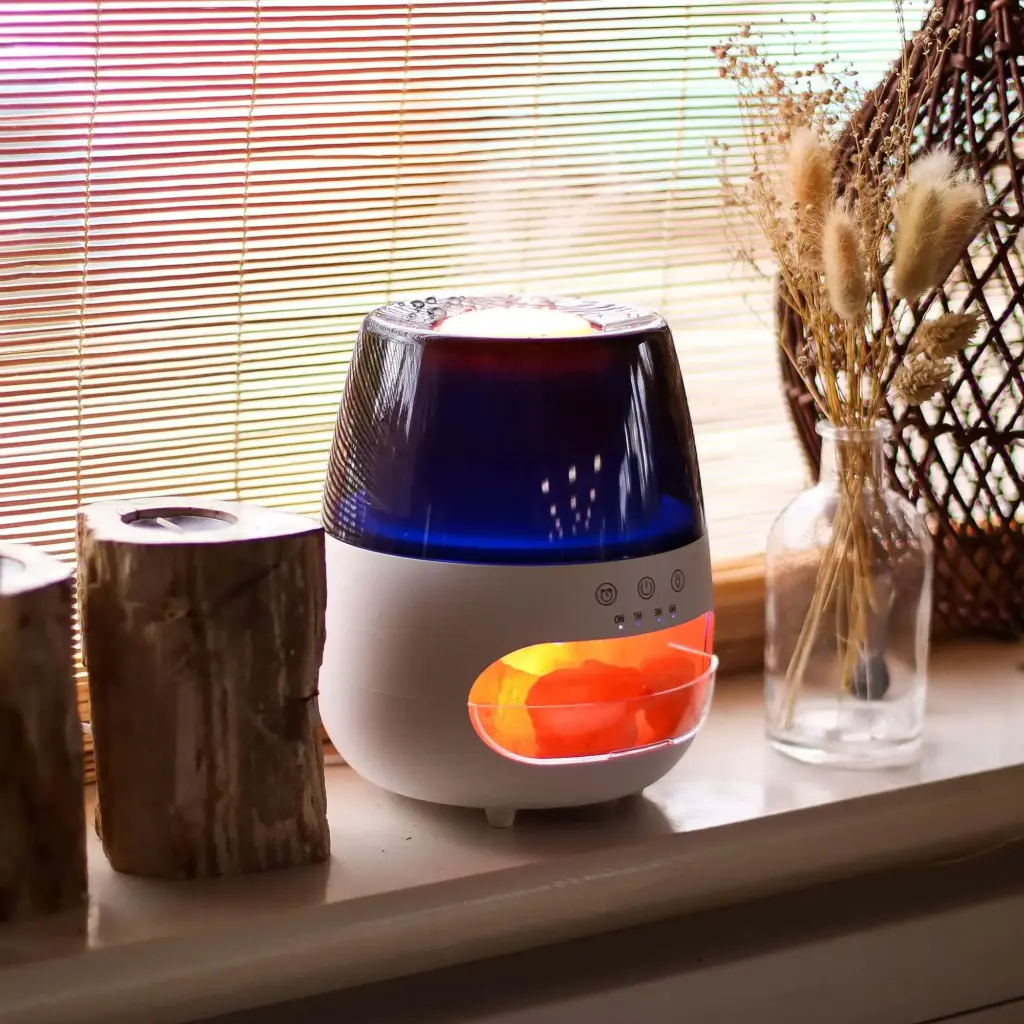 Salt Stone Flame Effect Aroma Diffuser  – White USB – Colour Change and Timer | www.artisangoods.co.uk 9