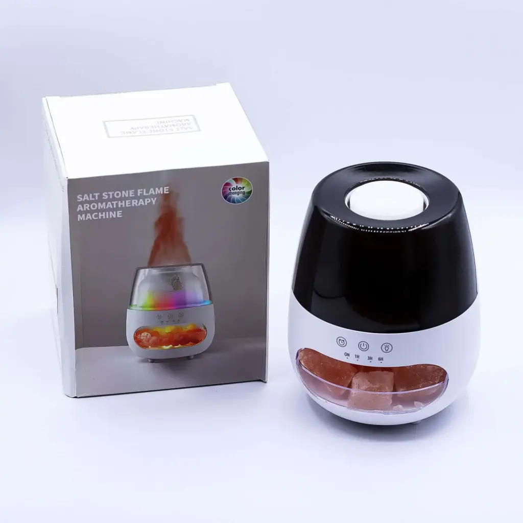 Salt Stone Flame Effect Aroma Diffuser  – White USB – Colour Change and Timer | www.artisangoods.co.uk 3