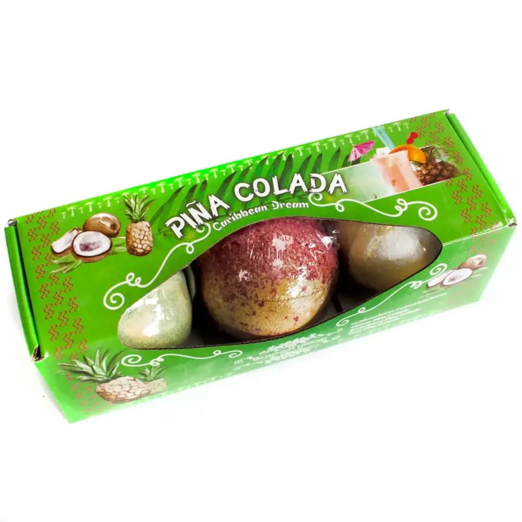 Set of Three Piña Colada Bath Bombs | www.artisangoods.co.uk