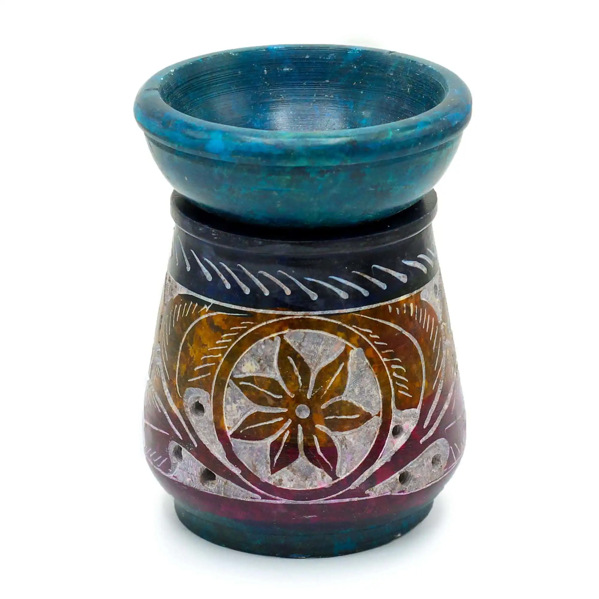 Small Coloured Soapstone Oil Burner 8cm – Flower | www.artisangoods.co.uk 2 Small Coloured Soapstone Oil Burner 8cm – Flower | www.artisangoods.co.uk 1