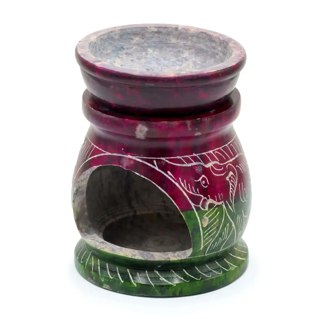 Small Coloured Soapstone Oil Burner 8cm – Om & Elephant | www.artisangoods.co.uk