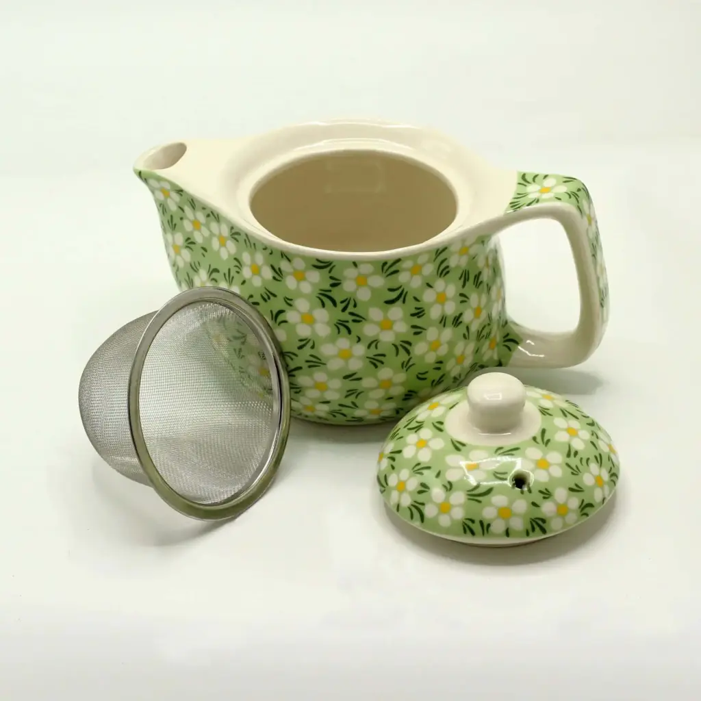 Small Herbal Teapot - Green Daisey