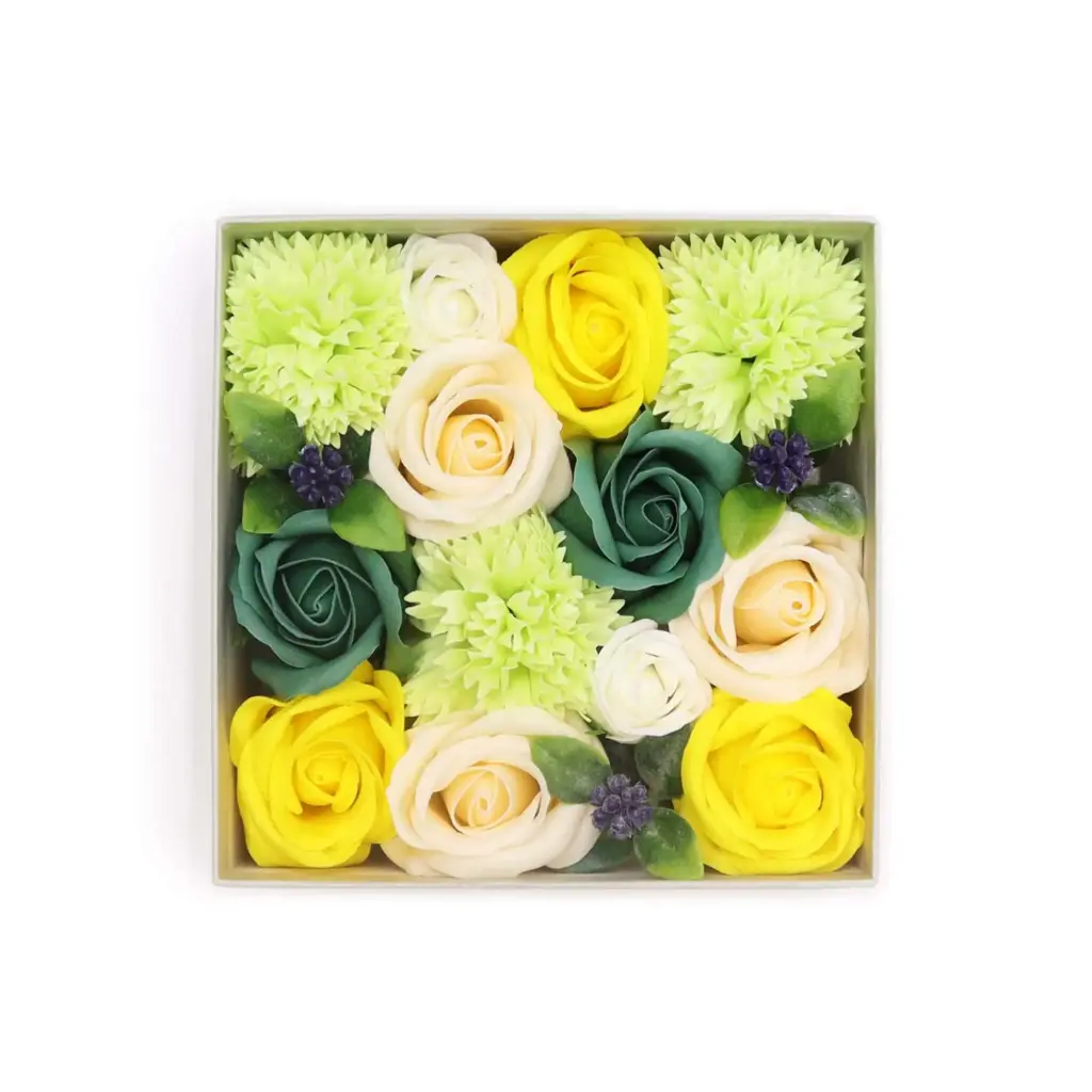 Square Box – Spring Celibrations – Yellow & Greens | www.artisangoods.co.uk
