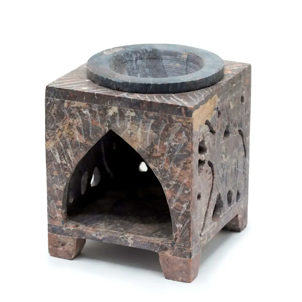 Square Soapstone Oil Burner 10×7.5cm – Elephant | www.artisangoods.co.uk 2 Square Soapstone Oil Burner 10×7.5cm – Elephant | www.artisangoods.co.uk 2