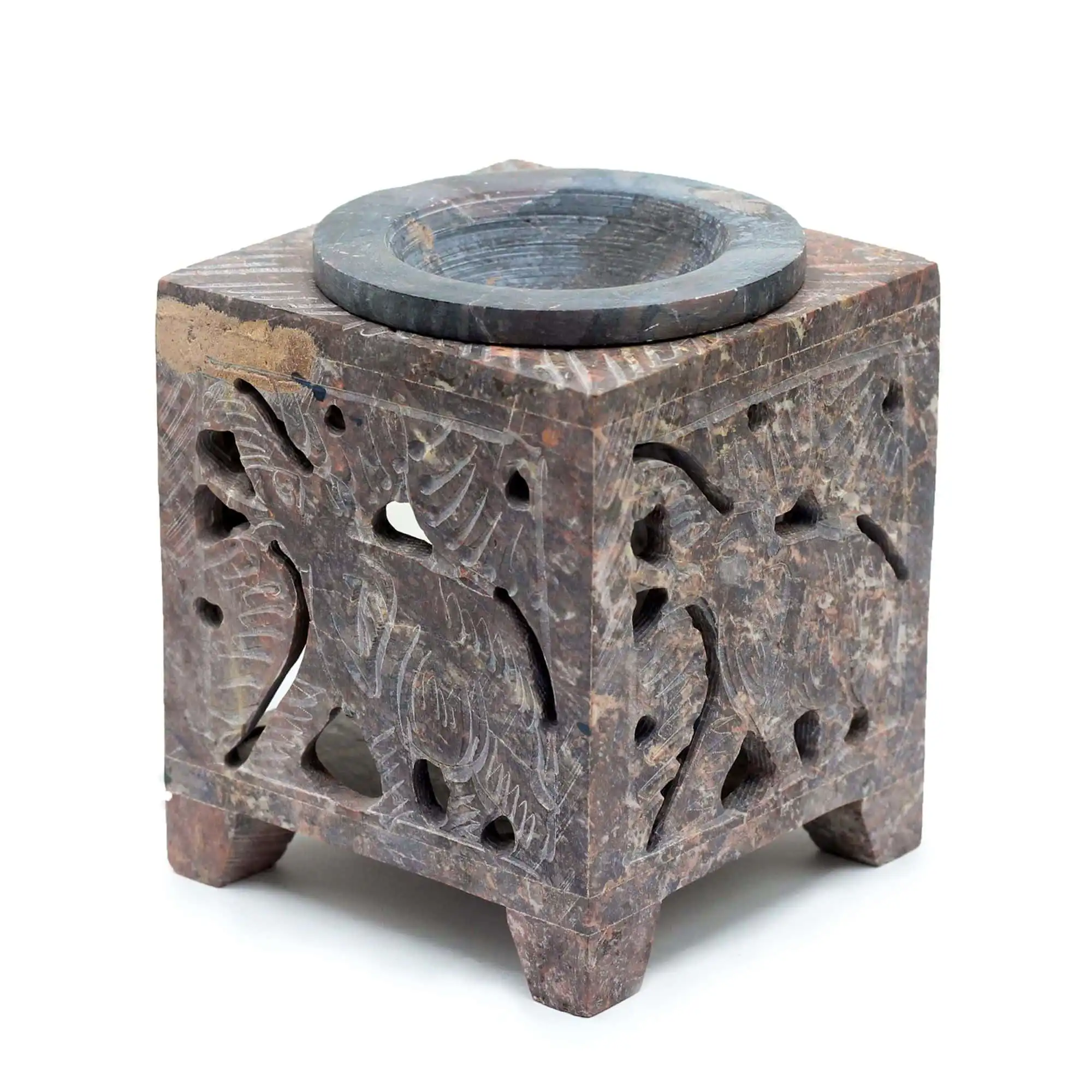 Square Soapstone Oil Burner 10×7.5cm – Elephant | www.artisangoods.co.uk 2 Square Soapstone Oil Burner 10×7.5cm – Elephant | www.artisangoods.co.uk 1