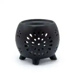 Squat Pot Oil Burner Flower Burst – Matt Black | www.artisangoods.co.uk 1