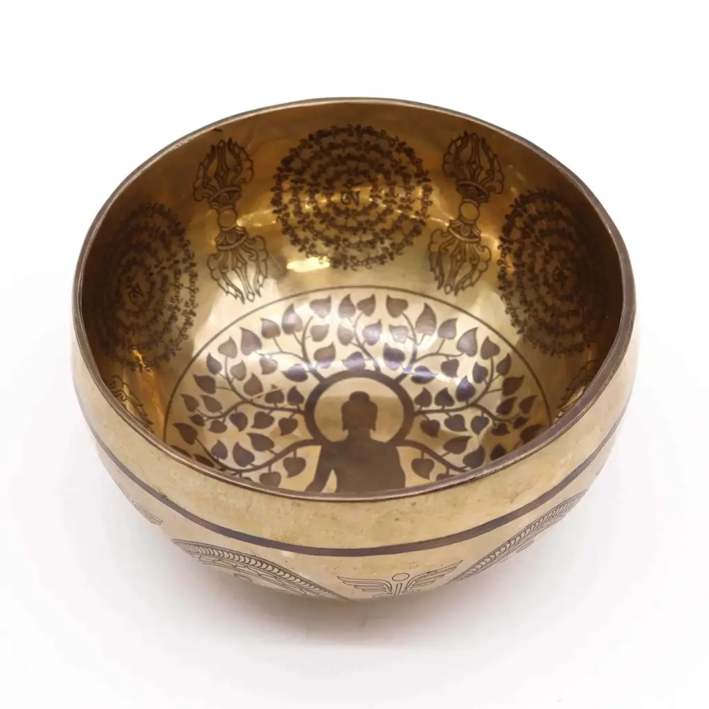 Tibetan Healing Engraved Bowl – 16cm – Bodhi Tree Buddha | www.artisangoods.co.uk 2 Tibetan Healing Engraved Bowl – 16cm – Bodhi Tree Buddha | www.artisangoods.co.uk 2