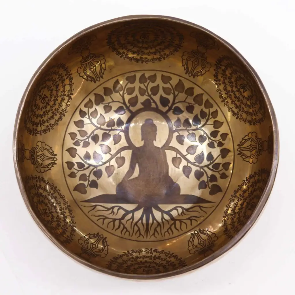 Tibetan Healing Engraved Bowl – 16cm – Bodhi Tree Buddha | www.artisangoods.co.uk 3 Tibetan Healing Engraved Bowl – 16cm – Bodhi Tree Buddha | www.artisangoods.co.uk 3