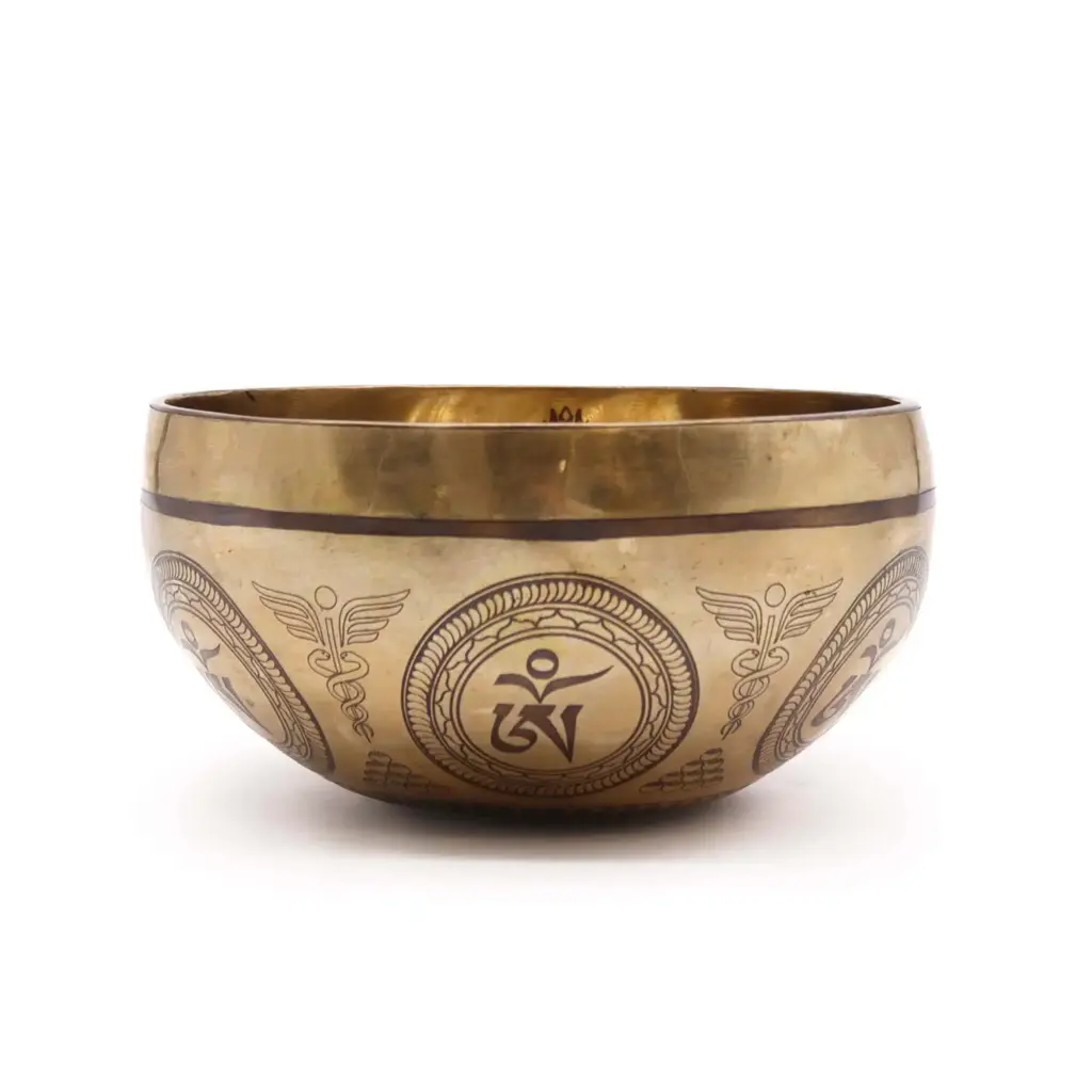Tibetan Healing Engraved Bowl – 16cm – Bodhi Tree Buddha | www.artisangoods.co.uk