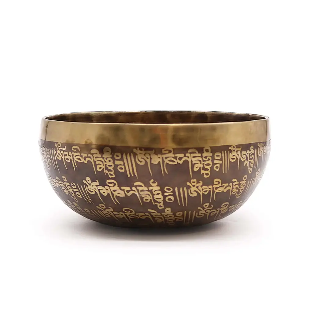 Tibetan Healing Engraved Bowl – 16cm – Mantra | www.artisangoods.co.uk