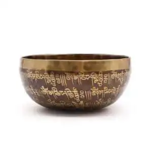 Tibetan Healing Engraved Bowl – 16cm – Mantra | www.artisangoods.co.uk 1