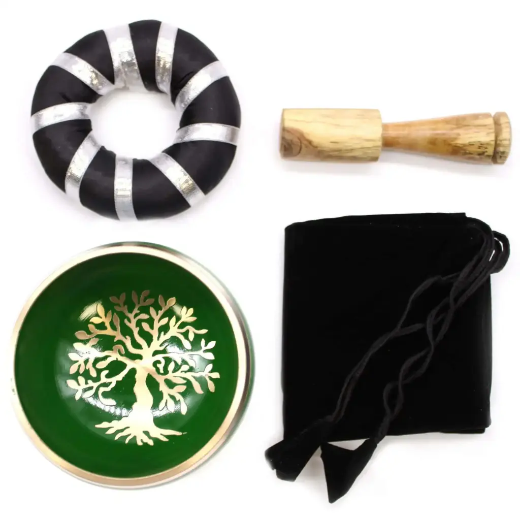 Tree of Life Singing Bowl Set- Green 10.7cm | www.artisangoods.co.uk 3