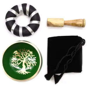 Tree of Life Singing Bowl Set- Green 10.7cm | www.artisangoods.co.uk 3