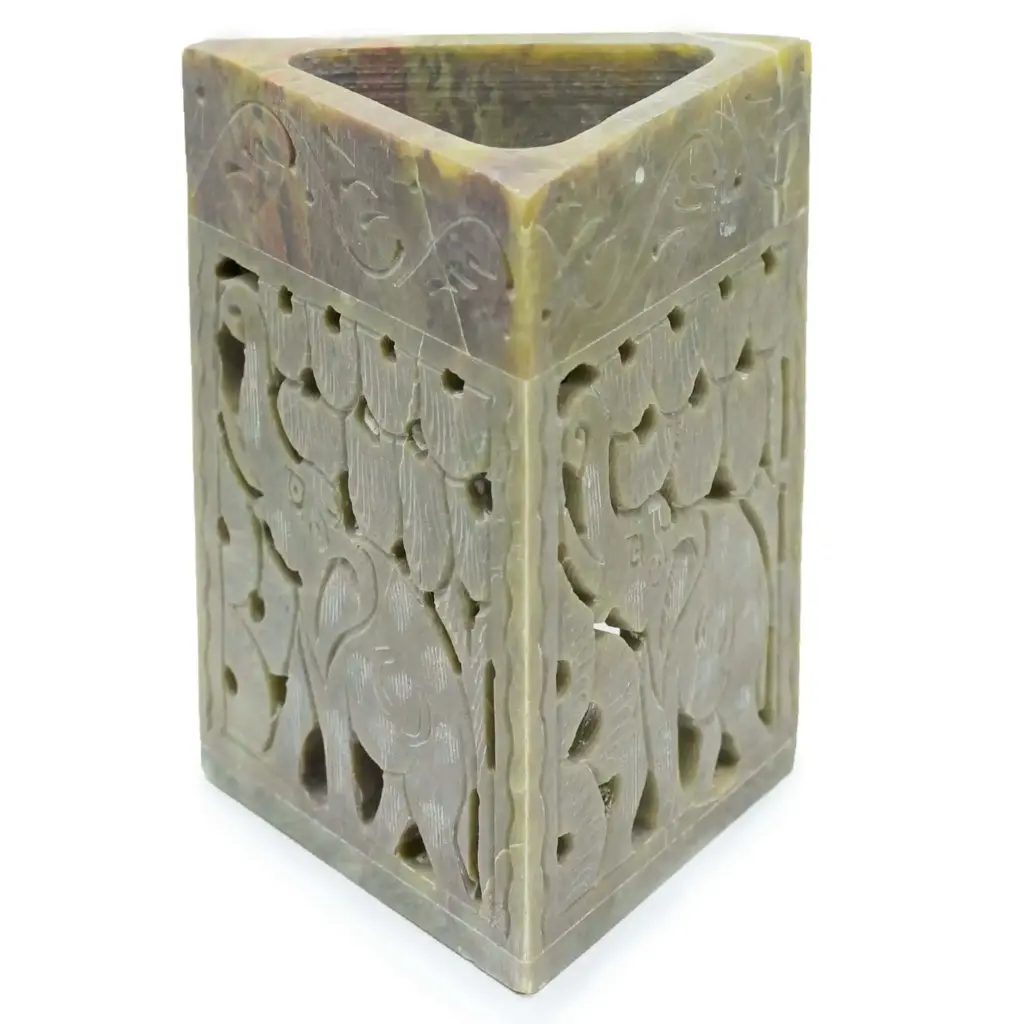 Triangle Soapstone Oil Burner 11x9cm – Elephant | www.artisangoods.co.uk