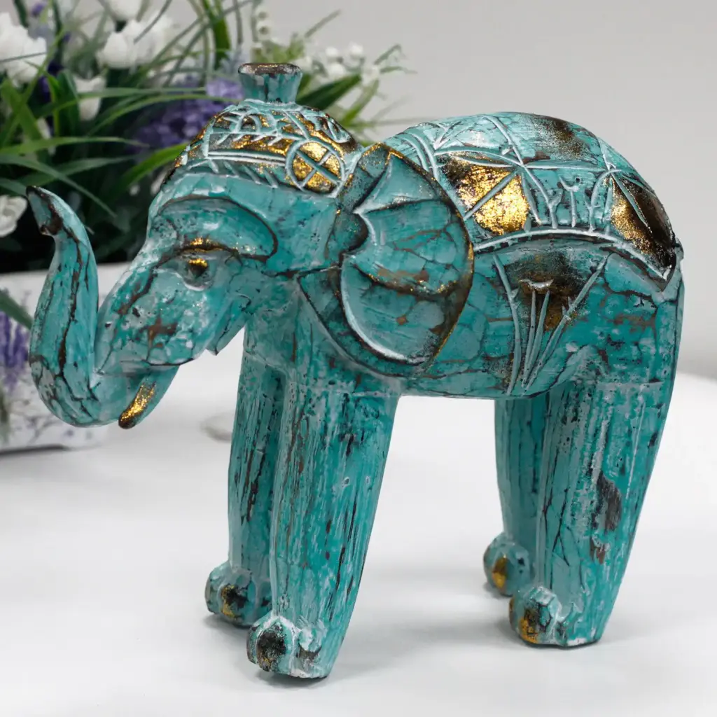 Wood Carved Elephant – Turquoise Gold | www.artisangoods.co.uk 5 Wood Carved Elephant – Turquoise Gold | www.artisangoods.co.uk 5