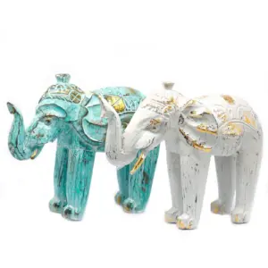 Wood Carved Elephant – Turquoise Gold | www.artisangoods.co.uk 6