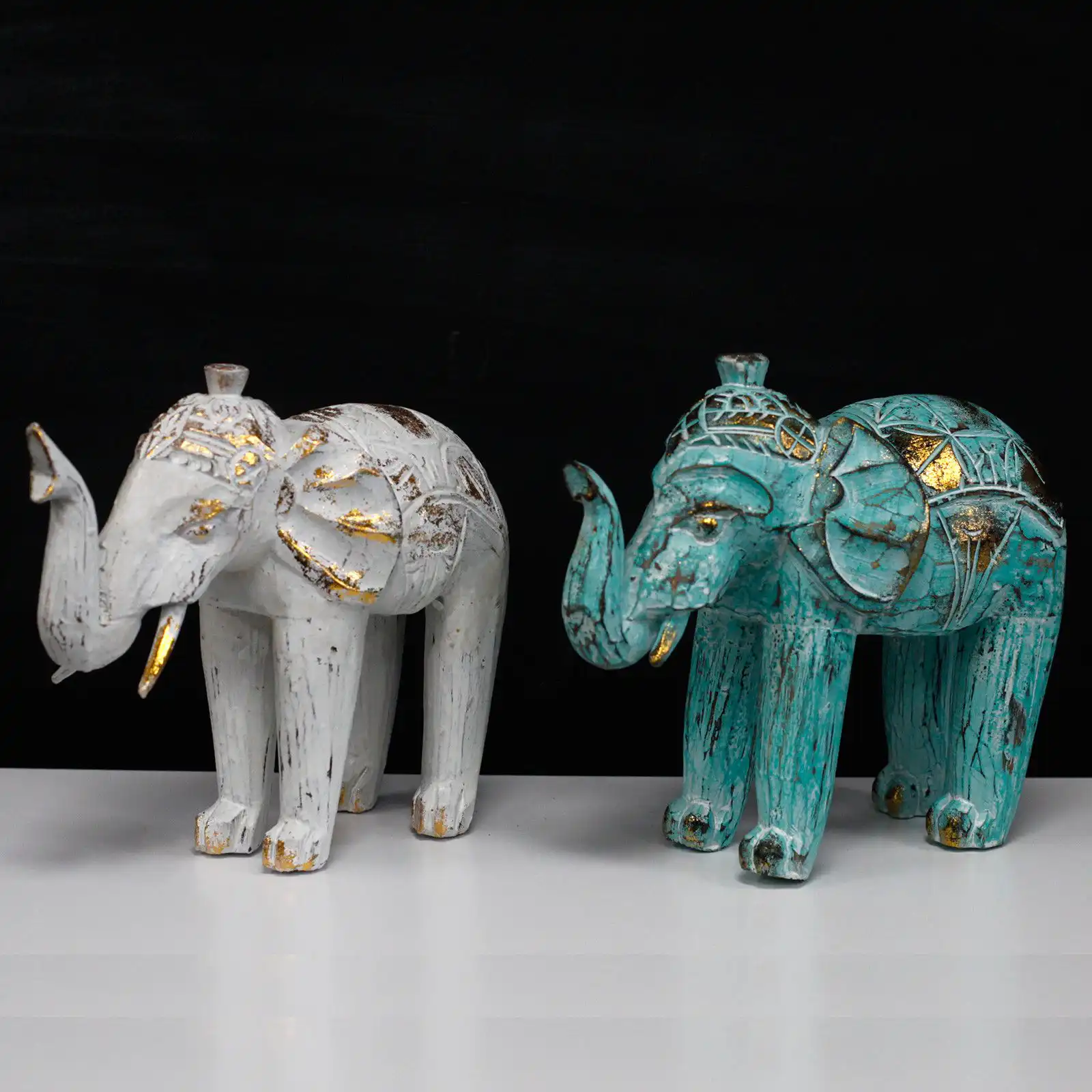 Wood Carved Elephant – Turquoise Gold | www.artisangoods.co.uk 3 Wood Carved Elephant – Turquoise Gold | www.artisangoods.co.uk 2