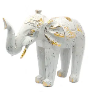 Wood Carved Elephant – White Gold | www.artisangoods.co.uk 6