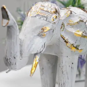 Wood Carved Elephant – White Gold | www.artisangoods.co.uk 7