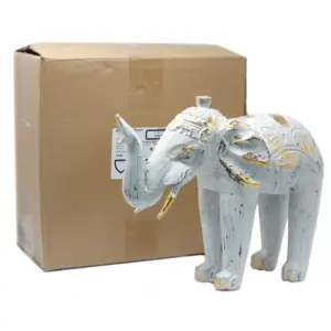 Wood Carved Elephant – White Gold | www.artisangoods.co.uk 8