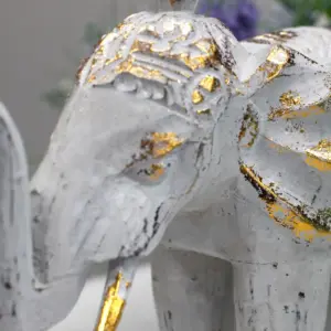Wood Carved Elephant – White Gold | www.artisangoods.co.uk 4