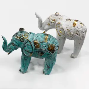 Wood Carved Elephant – White Gold | www.artisangoods.co.uk 3