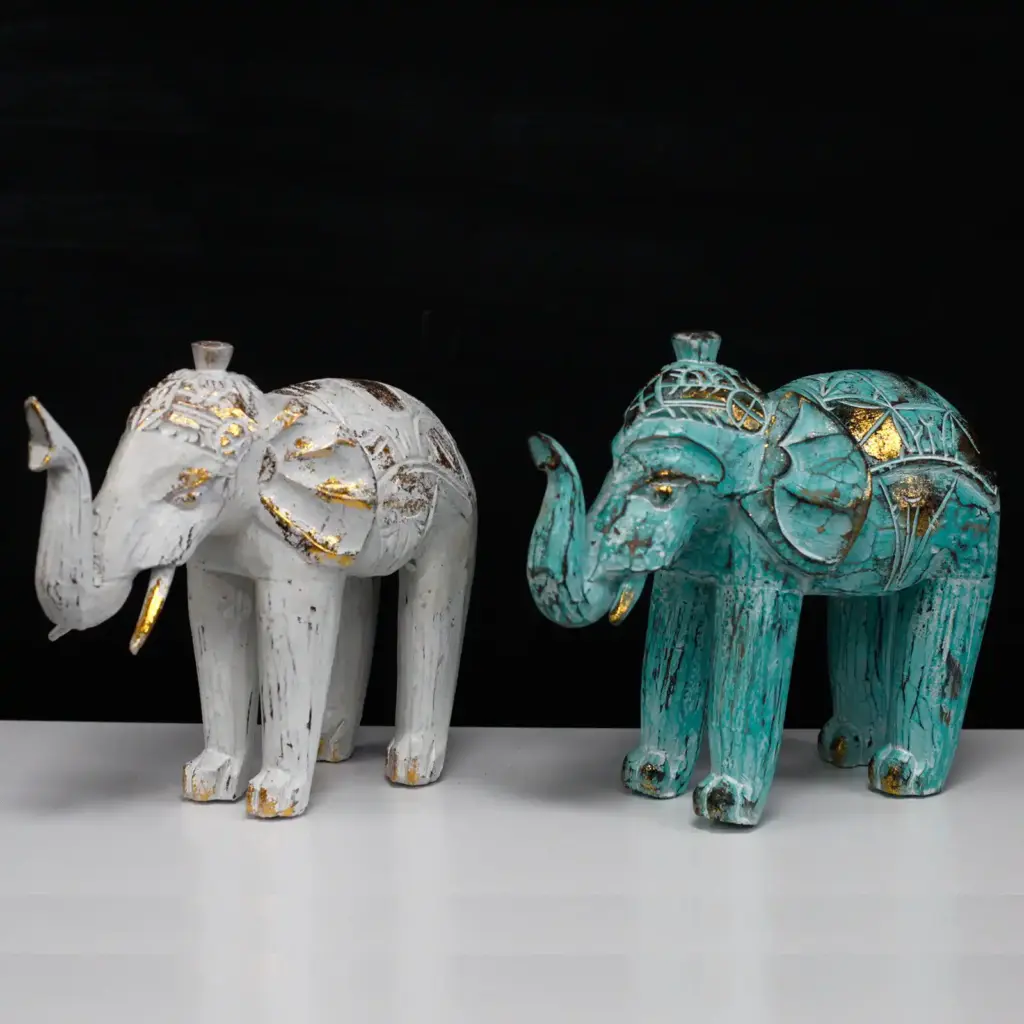 Wood Carved Elephant – White Gold | www.artisangoods.co.uk 2 Wood Carved Elephant – White Gold | www.artisangoods.co.uk 2