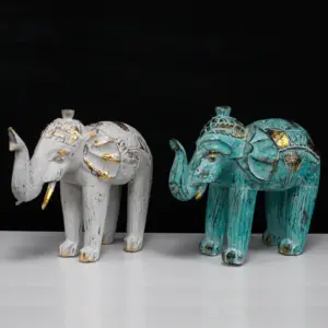 Wood Carved Elephant – White Gold | www.artisangoods.co.uk 2