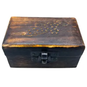 Wooden Pill Box 9x5x4cm – Carved Designs – Assorted | www.artisangoods.co.uk 2