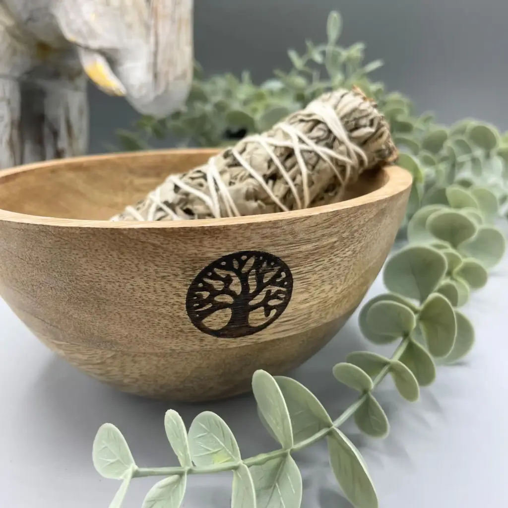 Wooden Smudge and Ritual Offerings Bowl – Tree of Life – 13x7cm | www.artisangoods.co.uk 2