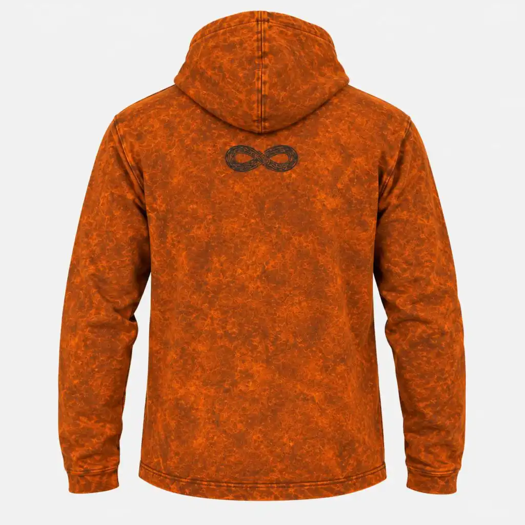XLarge Stone Washed Hoody Shirt Kangaroo Pocket - Burnt Orange
